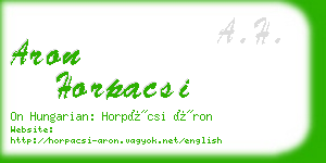 aron horpacsi business card